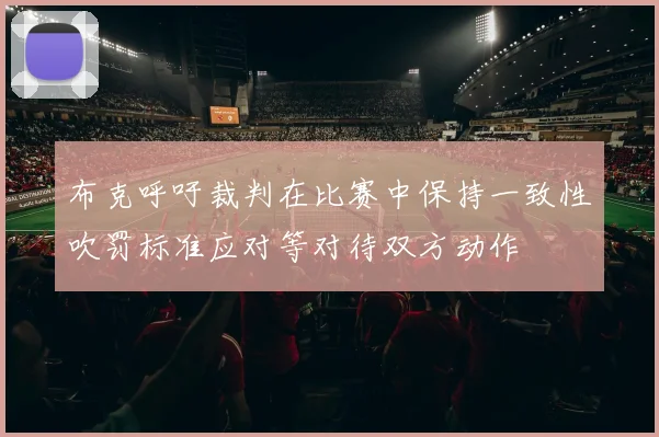 布克呼吁裁判在比赛中保持一致性吹罚标准应对等对待双方动作